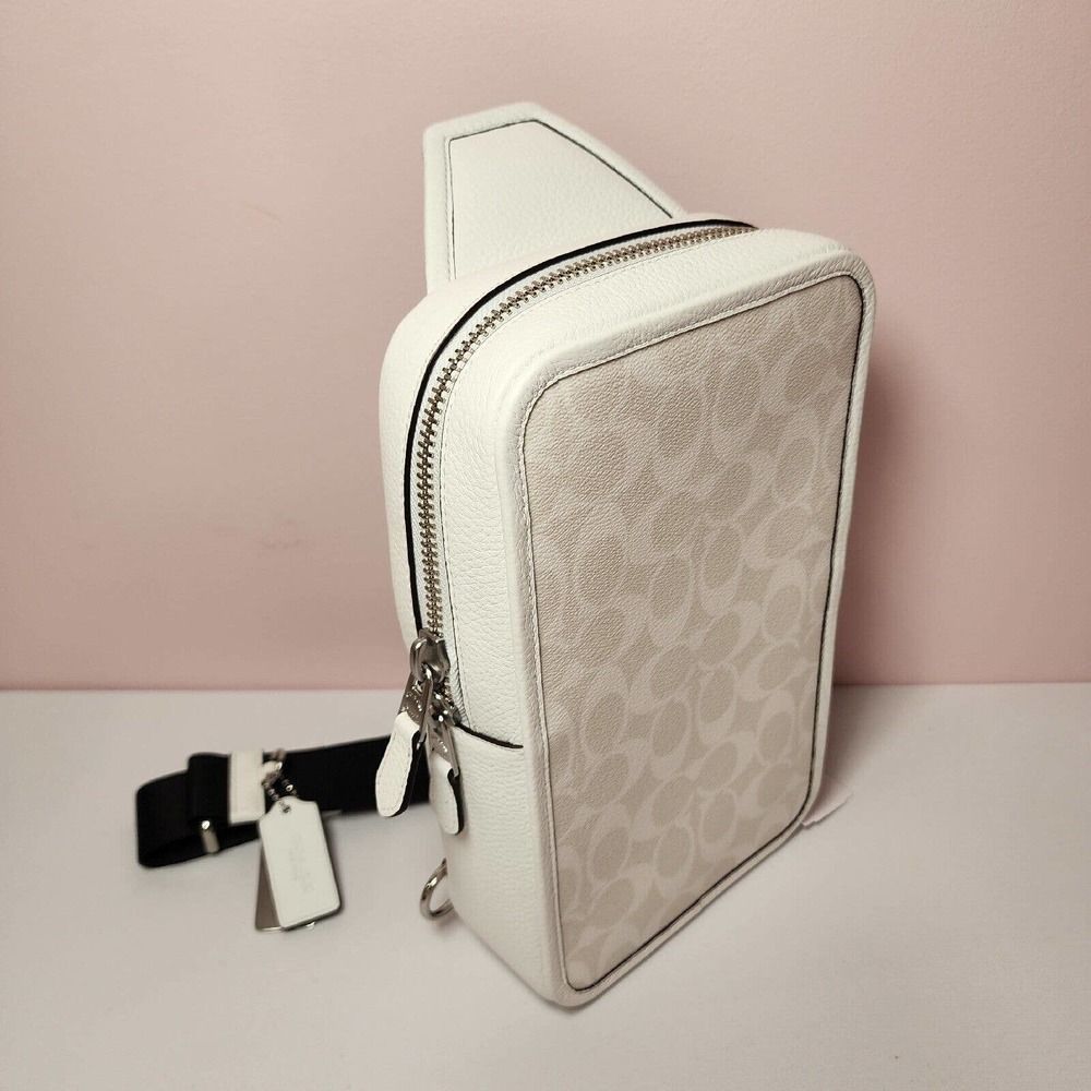NWT Coach C9867 Sullivan Pack Silver Chalk White Signature Canvas Leather - Picture 3 of 7
